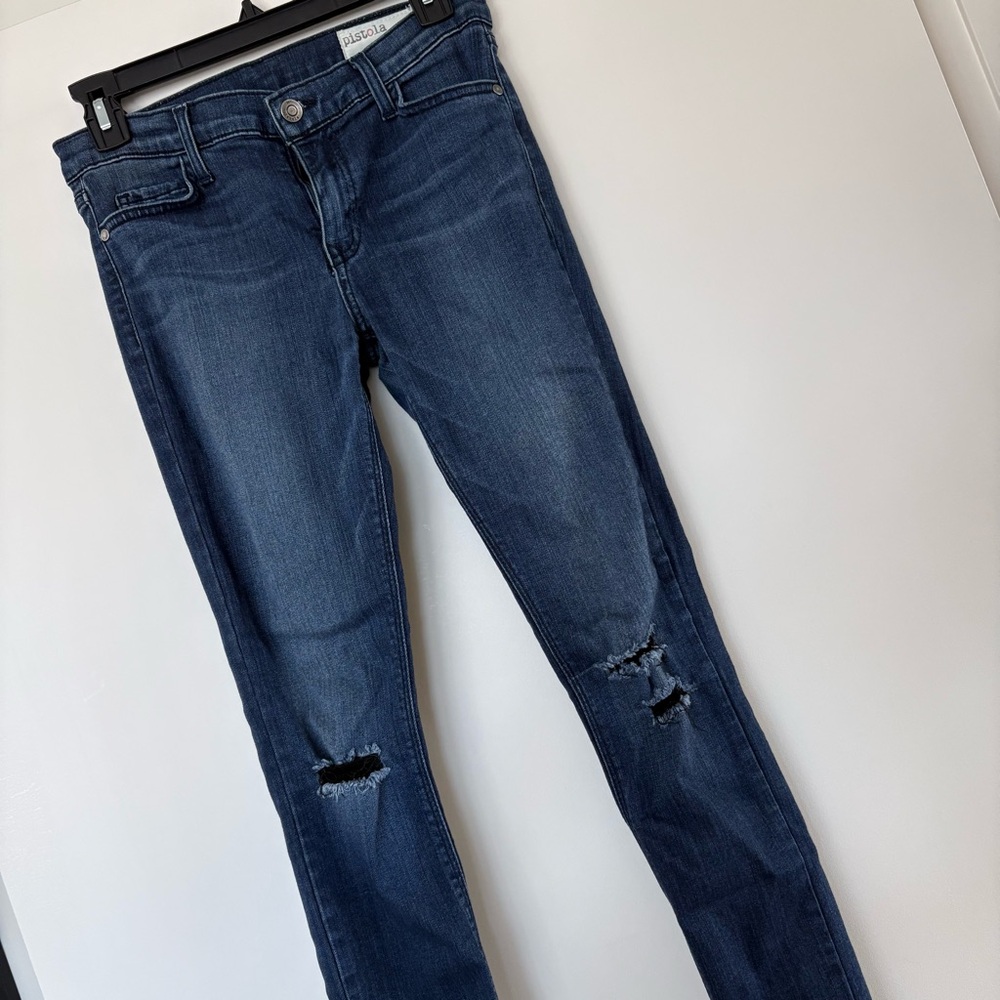 Pistola Women's Blue Distressed Skinny Jeans - Picture 4 of 13